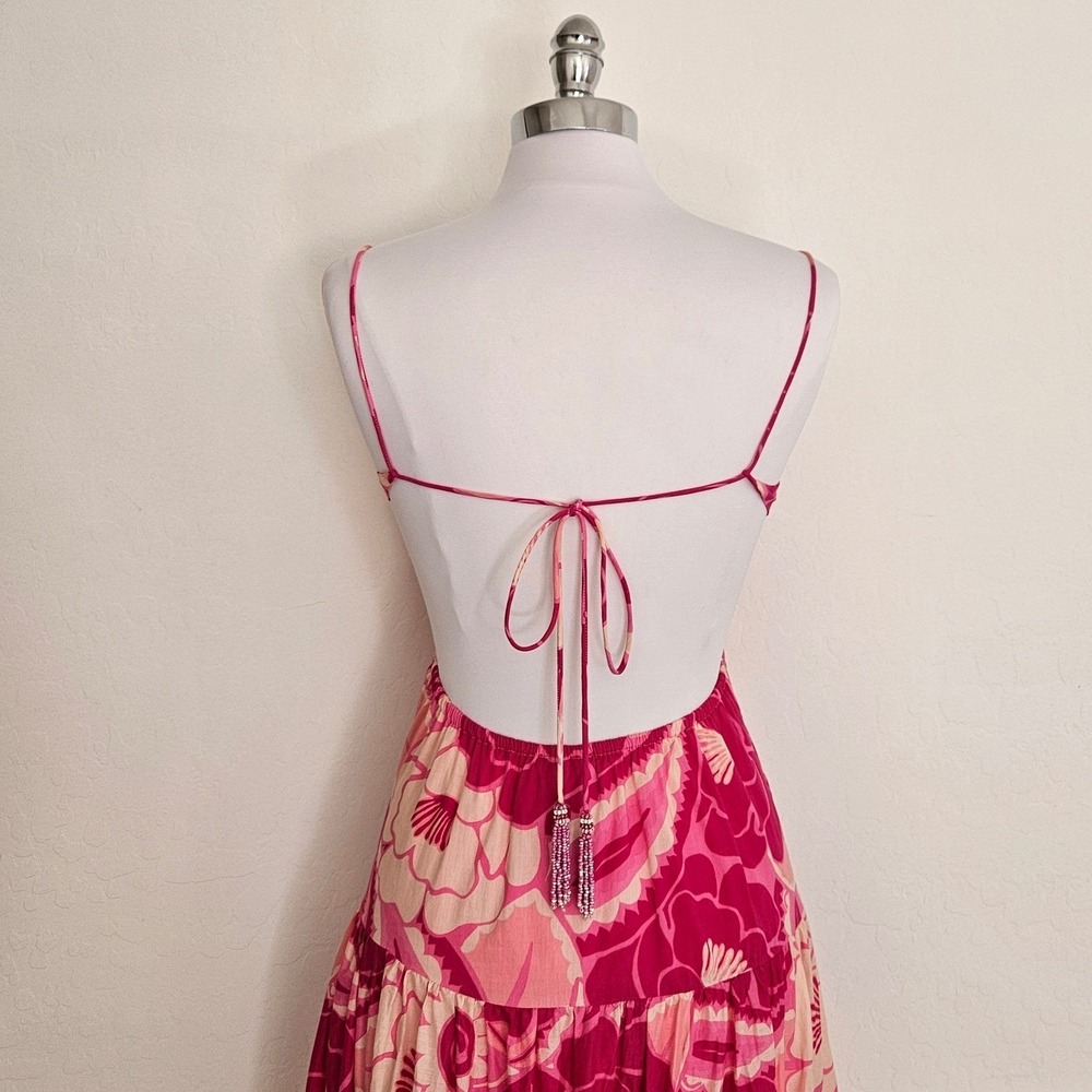 FARM Rio Pink and Cream Floral Tie-Front Maxi Dress - Picture 11 of 16